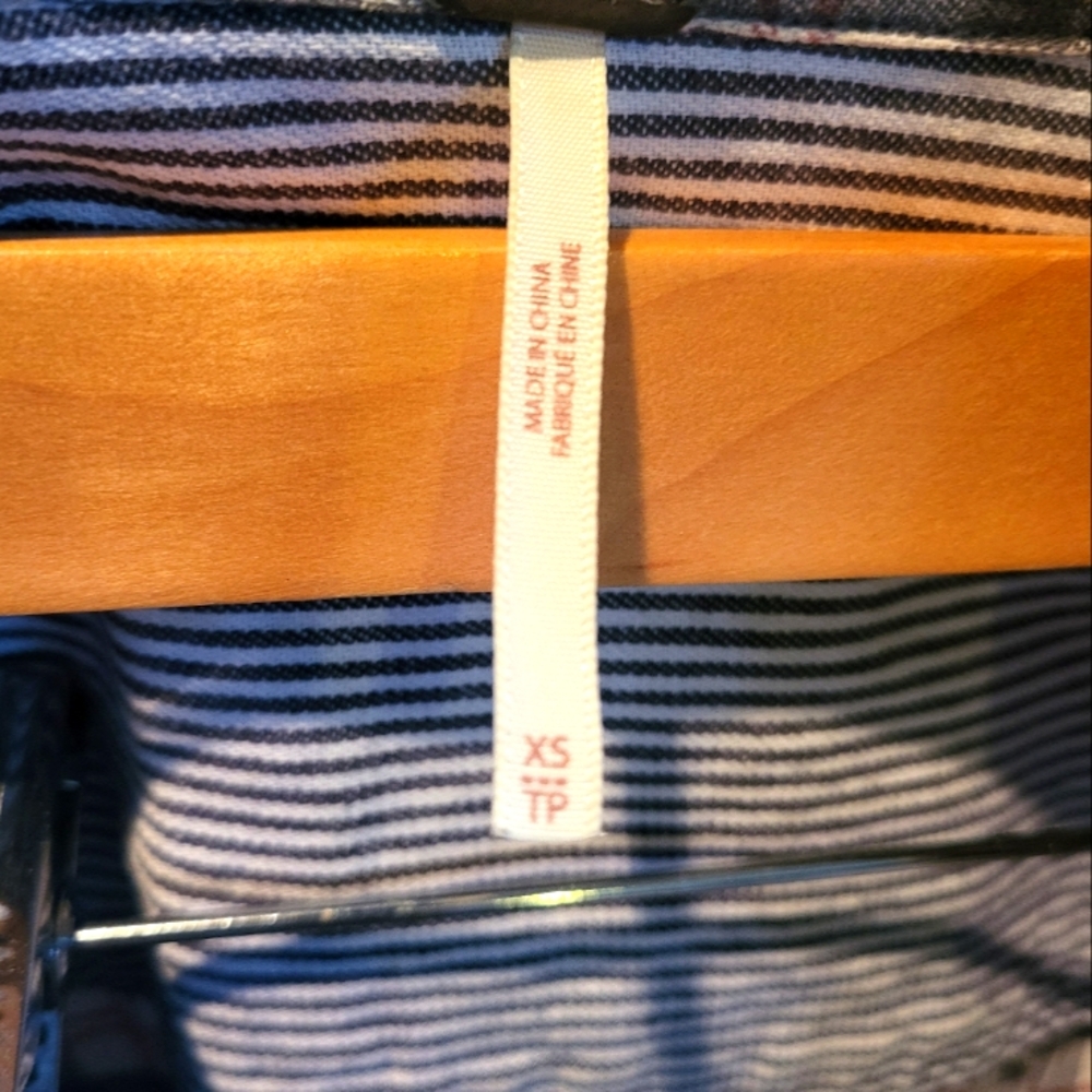 Free People Distressed Patchwork Button Down Xs - image 3